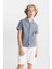 Erkek Çocuk Oversize Geniş Kalıp Polo Yaka Gofre Dokulu Kısa Kollu Gömlek C5234A824HS 10