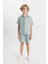 Erkek Çocuk Oversize Geniş Kalıp Polo Yaka Müslin Kısa Kollu Gömlek W3239A624HS 7