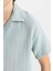 Erkek Çocuk Oversize Geniş Kalıp Polo Yaka Müslin Kısa Kollu Gömlek W3239A624HS 9