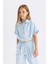 Kız Çocuk Cropped Fit Pamuklu Kısa Kollu Gömlek C4272A824SM 10