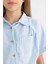 Kız Çocuk Cropped Fit Pamuklu Kısa Kollu Gömlek C4272A824SM 14