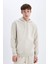 Regular Fit Kapüşonlu Kanguru Cepli İçi Yumuşak Tüylü Basic Düz Sweatshirt X8283AZ24AU 16