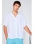 Regular Fit Yazlık Apaş Yaka Viskon Basic Düz Kısa Kollu Beyaz Gömlek C4735AX24SM 8