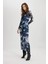 Bodycon Yuvarlak Yaka Batik Tül Midi Uzun Kollu Abiye Elbise C5082AX24SP 9