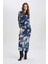 Bodycon Yuvarlak Yaka Batik Tül Midi Uzun Kollu Abiye Elbise C5082AX24SP 10