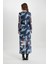 Bodycon Yuvarlak Yaka Batik Tül Midi Uzun Kollu Abiye Elbise C5082AX24SP 14