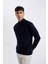 Lacivert Slim Fit Dar Kesim Yarım Balıkçı Yaka Basic Düz Triko Kazak R1127AZ24WN 8