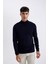 Lacivert Slim Fit Dar Kesim Yarım Balıkçı Yaka Basic Düz Triko Kazak R1127AZ24WN 9