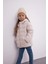 Kız Bebek Su itici Beli Lastikli Kapüşonlu Fermuarlı Şişme Mont C5317A524AU 13