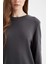Regular Fit Bisiklet Yaka Yırtmaçlı Basic Düz Triko Kazak Tunik H3431AZ24AU 13