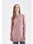 Regular Fit Bisiklet Yaka Yırtmaçlı Basic Düz Triko Kazak Tunik H3431AZ24AU 8