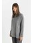 Regular Fit Bisiklet Yaka Yırtmaçlı Basic Düz Triko Kazak Tunik C5165AX24AU 13
