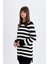 Regular Fit Bisiklet Yaka Çizgili Yırtmaçlı Uzun Kollu Triko Kazak Tunik Z9007AZ24AU 10