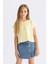 Kız Çocuk Boxy Fit Bisiklet Yaka Basic Düz Kısa Kollu Tişört C4511A824SM 9