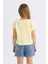Kız Çocuk Boxy Fit Bisiklet Yaka Basic Düz Kısa Kollu Tişört C4511A824SM 11