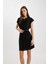 Degaje Yaka Krep Kolsuz Mini Elbise 9