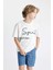 Erkek Çocuk Oversize Geniş Kalıp Bisiklet Yaka Nakışlı Kısa Kollu Tişört C5084A824HS 10