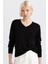Relax Fit Yumuşak Dokulu V Yaka Basic Düz Siyah Triko Kazak C4024AX24WN 6
