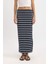 Çizgili Normal Bel Fitilli Kaşkorse Midi Etek 12