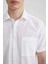 %100 Pamuk Slim Fit Dar Kesim Yazlık Basic Düz Kısa Kollu Beyaz Gömlek R1706AZ24SM 11