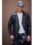 Su Ve Rüzgar İtici Slim Fit Dar Kesim Mevsimlik Astarlı Fermuarlı İç Cepli Suni Deri Biker Mont C5715AX24AU 6