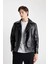 Su Ve Rüzgar İtici Slim Fit Dar Kesim Mevsimlik Astarlı Fermuarlı İç Cepli Suni Deri Biker Mont C5715AX24AU 12