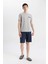 Regular Fit Pijama Takımı Bisiklet Yaka Kısa Kollu Üst Şort Alt C2869AX24SM 9