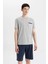 Regular Fit Pijama Takımı Bisiklet Yaka Kısa Kollu Üst Şort Alt C2869AX24SM 10