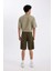 %100 Pamuk Relax Fit Düz Paça Gabardin Kargo Bermuda Şort C5382AX24SM 12