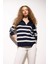 Regular Fit Polo Yaka Çizgili Triko Kazak A1249AX24WN 8