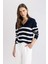 Regular Fit Polo Yaka Çizgili Triko Kazak A1249AX24WN 11