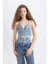 Boyundan Bağlamalı Crop Jean Bluz C5862AX24SP 9