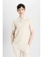 New Regular Fit Polo Yaka Waffle Kısa Kollu Basic Düz Tişört B4508AX24SP 8