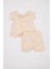 Kız Bebek 2'li Takım Kısa Kollu Fırfırlı Yaka Bluz Şort 16