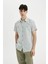 Slim Fit Dar Kesim Yazlık Çizgili Pamuklu Kısa Kollu Gömlek C7361AX24SM 8