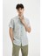 Slim Fit Dar Kesim Yazlık Çizgili Pamuklu Kısa Kollu Gömlek C7361AX24SM 12