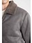 Slim Fit Dar Kesim Kürklü Polo Yaka Astarlı Fermuarlı Cepli Süet Mont A3869AX24WN 11