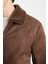 Slim Fit Dar Kesim Kürklü Polo Yaka Astarlı Fermuarlı Cepli Süet Mont A3869AX24WN 9