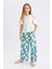 Kız Çocuk Wide Leg Geniş Bol Paça Çiçekli Beli Lastikli Bürümcük Pantolon C5373A824SM 10