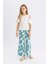 Kız Çocuk Wide Leg Geniş Bol Paça Çiçekli Beli Lastikli Bürümcük Pantolon C5373A824SM 11