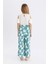 Kız Çocuk Wide Leg Geniş Bol Paça Çiçekli Beli Lastikli Bürümcük Pantolon C5373A824SM 14