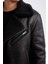 Slim Fit Mont Ceket Dar Kesim Suni Kürk Astarlı Fermuarlı Suni Deri C5636AX24WN 15