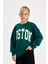 Kız Çocuk Oversize Geniş Kalıp Bisiklet Yaka Baskılı Okul Sweatshirt C7778A824AU 13