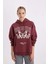 Oversize Geniş Kalıp Kapüşonlu Baskılı Kalın Sweatshirt C7816AX24WN 6