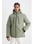 Fit Su Geçirmez Termometreli Slim Fit Dar Kesim Polar Kapüşonlu Fermuarlı Kışlık Mont A2125AX24WN 11