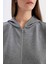 Oversize Geniş Kalıp Kapüşonlu Basic Düz Skuba Dalgıç Kumaş Cepli Fermuarlı Sweatshirt C6871AX24AU 10