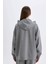 Oversize Geniş Kalıp Kapüşonlu Basic Düz Skuba Dalgıç Kumaş Cepli Fermuarlı Sweatshirt C6871AX24AU 12