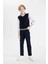 Erkek Çocuk Düz Paça Cepli Lacivert Basic Düz Gabardin Okul Pantolonu U3254A624AU 12