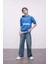 Erkek Çocuk Mavi Yazı Baskılı Cepli Kapüşonlu Okul Sweatshirt C7558A824AU 12