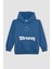 Erkek Çocuk Mavi Yazı Baskılı Cepli Kapüşonlu Okul Sweatshirt C7558A824AU 20